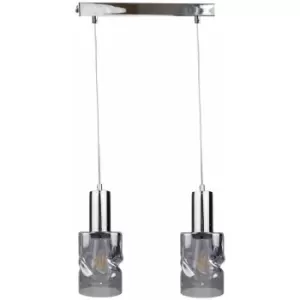 Image of Keter Cross Bar Pendant Ceiling Light Dark Silver, 50cm, 2x E27