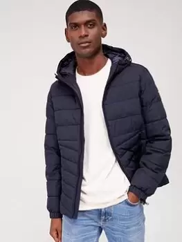 Image of Tommy Hilfiger Branded Hooded Jacket, Navy Size M Men