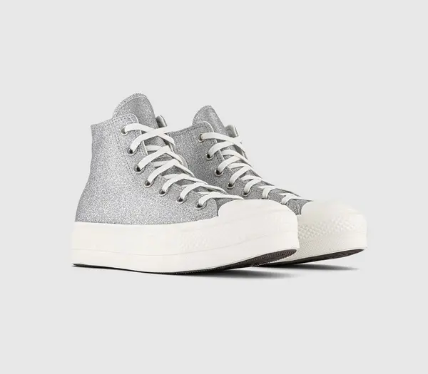 Converse All Star Lift Hi Silver Egret Glitter, 5