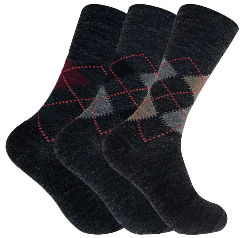 Image of Sock Snob Sock Snob Men 3 Pack Non Elastic Lambs Wool Blend Socks with Loose Top in Grey Size: 6-11 Grey 6-11 Male 5060597070171