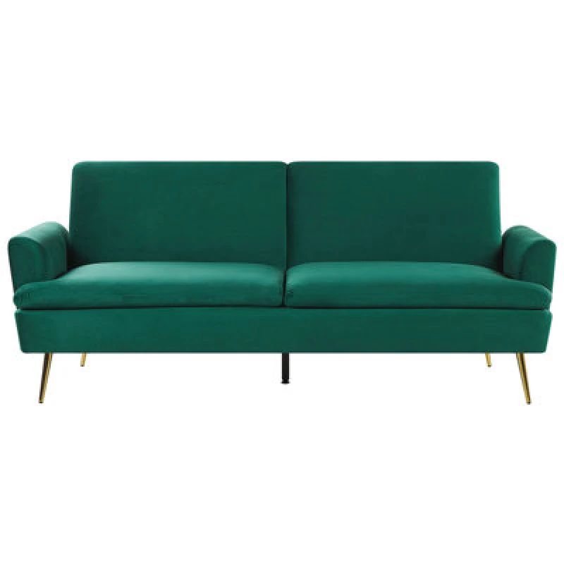 Image of Beliani Sofa Bed 3 Seater Vettre Velvet Dark Green