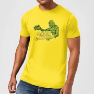 Image of Universal Monsters Creature From The Black Lagoon Retro Crest Mens T-Shirt - Yellow - L - Yellow