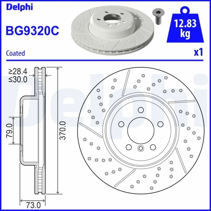 Image of DELPHI Brake disc DELPHI BG9320C