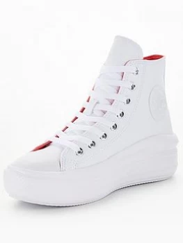 image of Converse Chuck Taylor All Star Move Leather And Shine Platform Hi-Tops - White, Size 3, Women