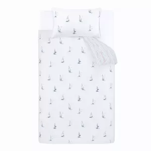 Image of Bianca Fine Linens Sailing Boats 100% Cotton Duvet Cover and Pillowcase Set Blue
