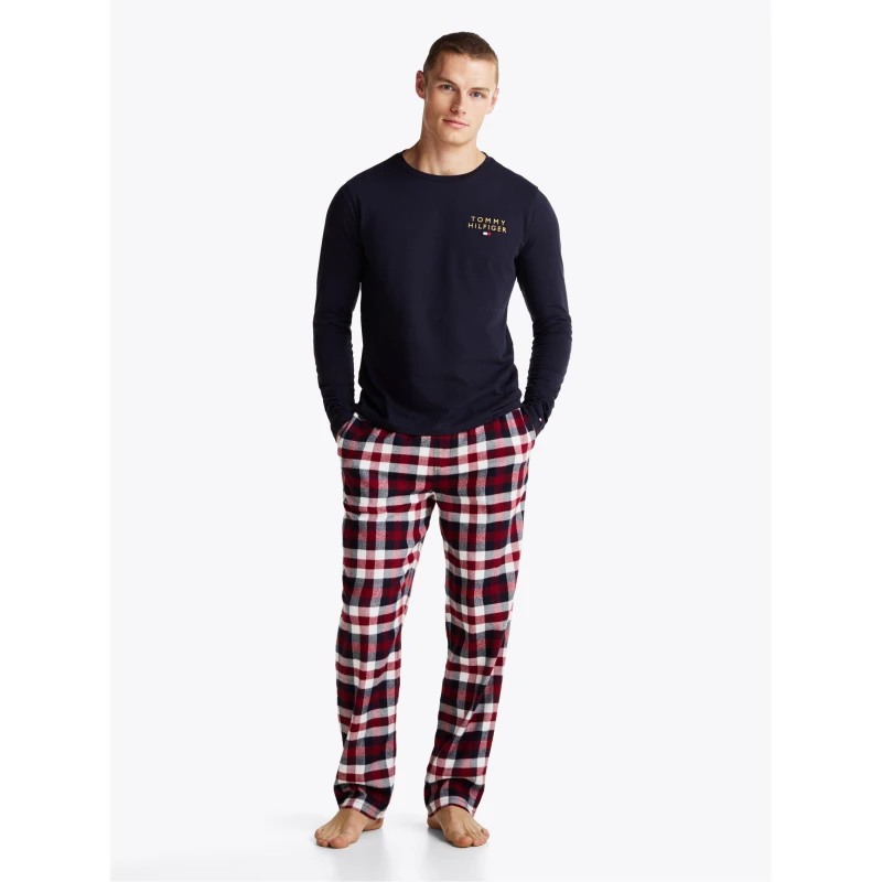 Image of Tommy Hilfiger Flannel Pyjama Bottoms Heritage Check Mid Rouge S