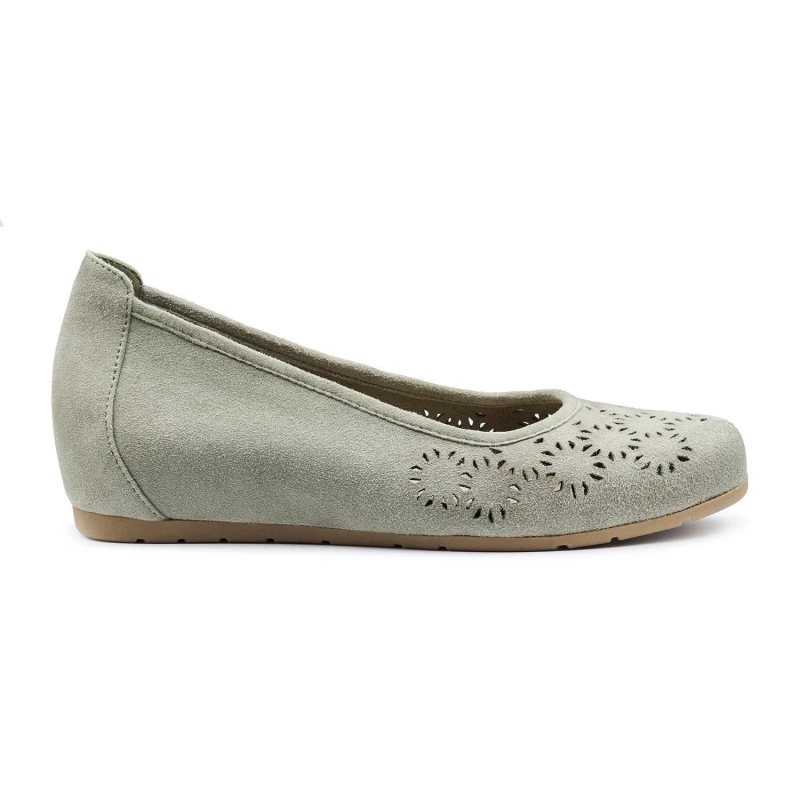 Image of Hotter Womens 'Swan' Slip On Shoes with Hidden Wedge in Olive Size: 6 Olive Female 6