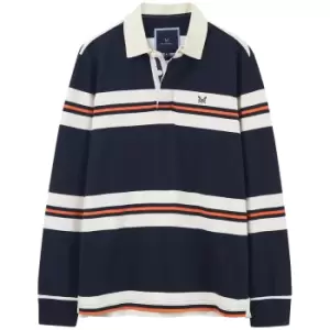 Image of Crew Clothing Mens Forepeaks Rugby Top Dark Navy/Ecru/Orange XXL