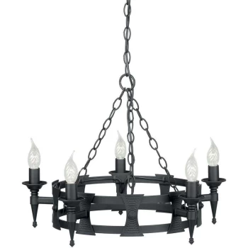 Image of Elstead Saxon - 5 Light Chandelier Black Finish, E14