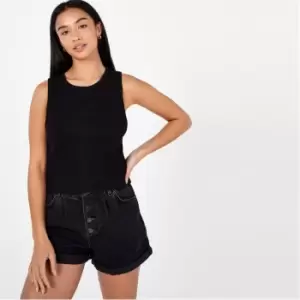 Image of Firetrap Heavy Ribbed Crop Racer Tank - Black