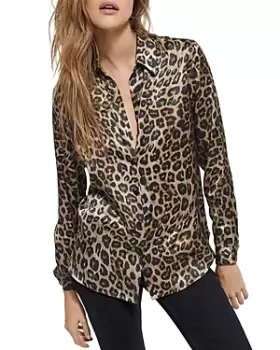 Image of The Kooples Leopard Print Silk Shirt