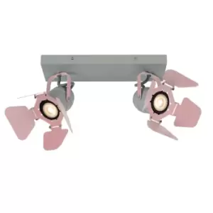 image of Picto Modern Twin Ceiling Spotlight Children - 2xGU10 - Pink