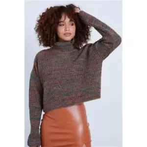 image of I Saw It First Multi Twist Knitted Slouchy Roll Neck Jumper - Multi