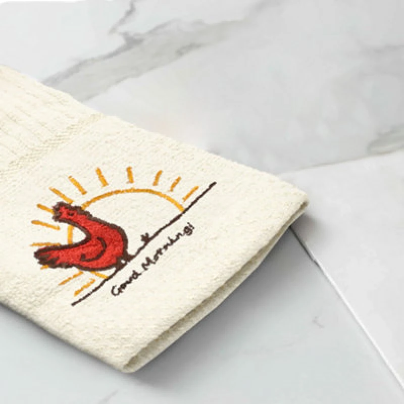 Image of Kitchen Trends Embroidered Chicken Easy Care Tea Towels, Pack of 3 in Cream Size: 3 Pack Cream Unisex 3 Pack