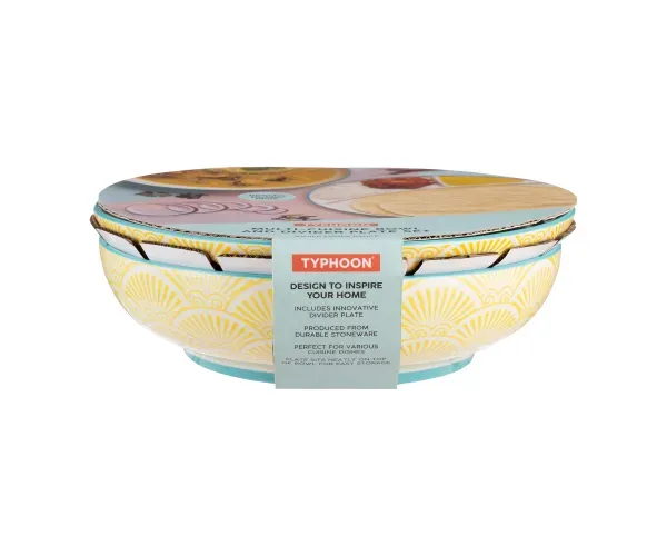 Image of Typhoon World Foods Stoneware Multi-Cuisine Bowl & Divider Plate, 850ml