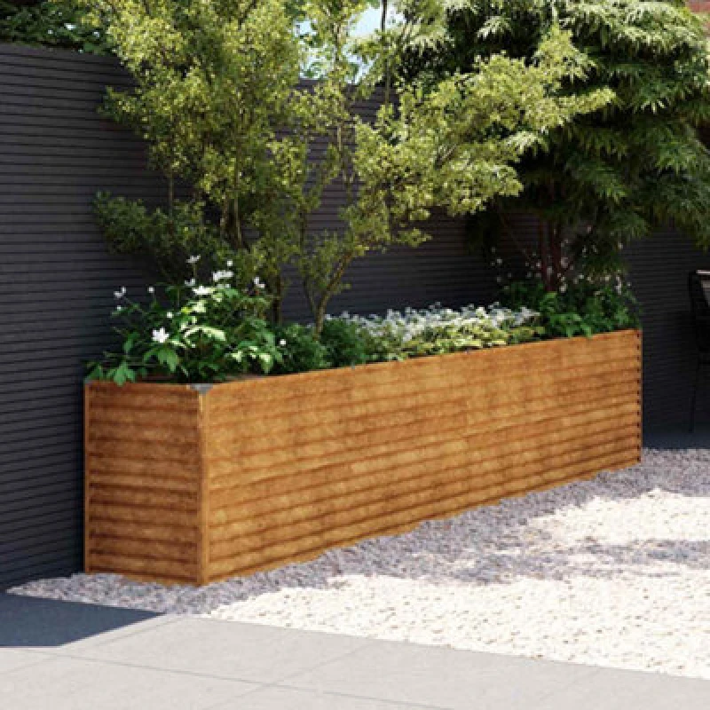 Image of vidaXL Garden Raised Bed 385x50x69cm Corten Steel, Brown 151987