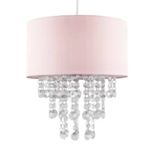 Image of Jesmond Dusty Pink Pendant Shade with Clear Droplets