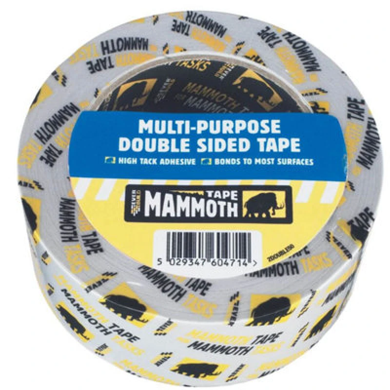 Image of Everbuild Mammoth Multi Purpose Double Sided Tape - Clear, 50mm X 5M - Strong Adhesive Tape - High Tack Bond For Smooth Surfaces