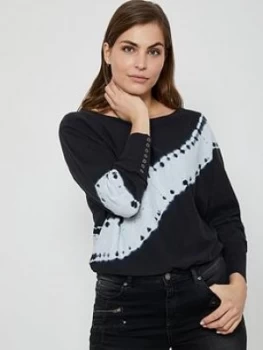 image of Mint Velvet Tie Dye Stripe Jumper - Charcoal