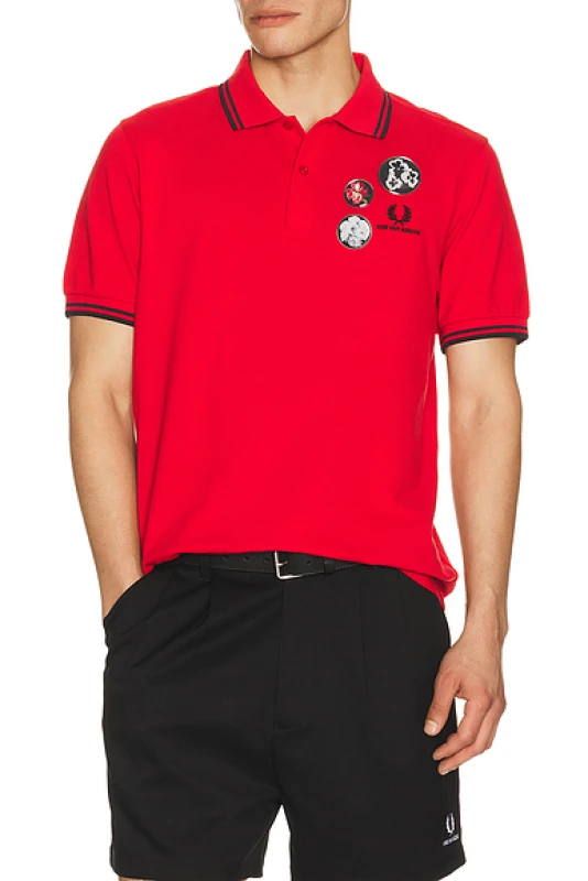Image of Fred Perry x Kris Van Assche Polo Shirt in Kva Red - Red. Size S (also in M, L, XL/1X).