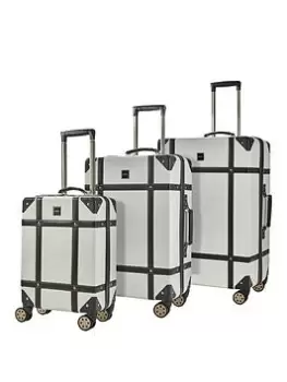 image of Rock Luggage Vintage PY99301 8 Wheel Cream Suitcase 3Pcs Set