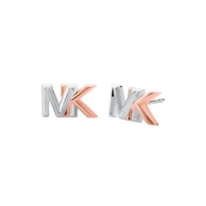 Image of Michael Kors Sterling Silver Two-Tone Mott Logo Stud Earrings