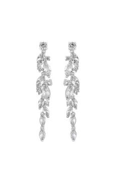 image of Rhodium Plate Cubic Zirconia Bridal Earrings