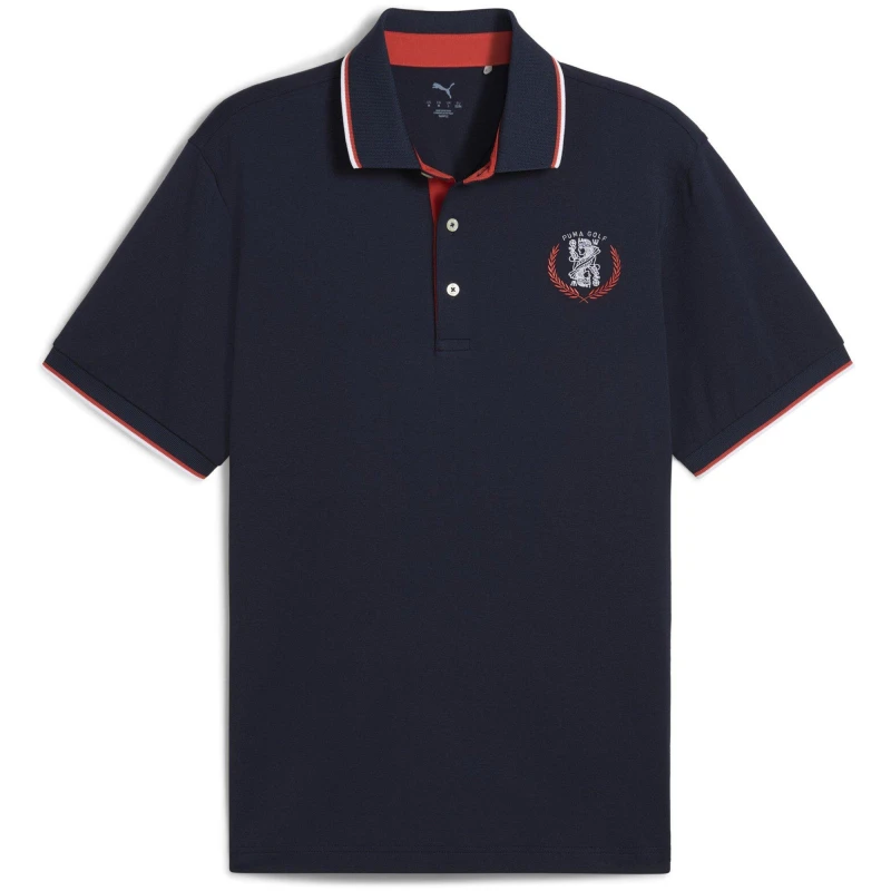 Image of Puma Mens City Polo Short Sleeve Performance Polo Shirt D.Navy/Wht male M