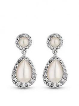 image of Mood Silver Plated Pearl Centre Pear Drop Earring