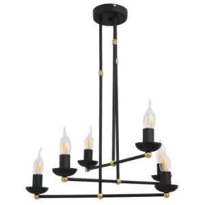 image of Monterey Multi Arm Pendant Ceiling Light Black, Gold 60cm