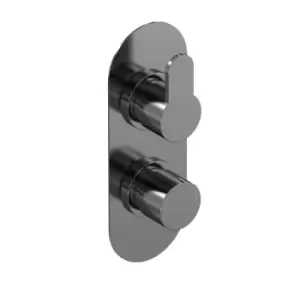 Image of Nuie Arvan Twin Thermostatic Valve With Diverter - Brushed Gun Metal