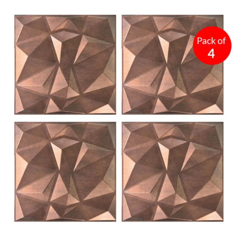 Image of Ener-J 3D Pvc Wall Panel Faceted Diamond Red Copper 500X500mm (Pack Of 4)