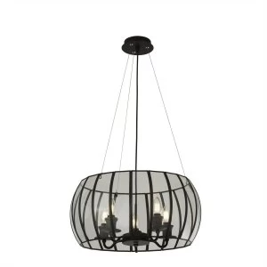 Image of 5 Light Pendant Matt Black, Glass, E14
