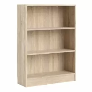 image of Basic Low Wide Bookcase with 2 Shelves, Oak