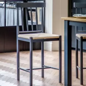 Image of Elda Set of 2 Bar Stools, Oak Charcoal (Grey)