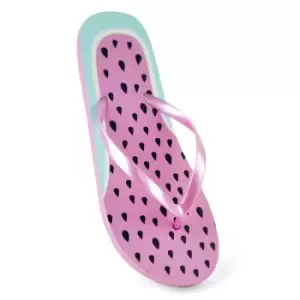 image of Sand Rocks Womens/Ladies Watermelon Flip Flops (UK 3-4) (Pink)