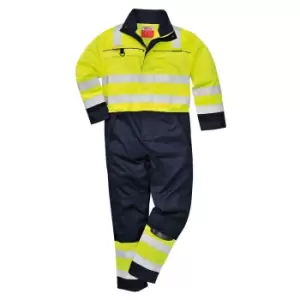 Image of Biz Flame Hi Vis Multi-Norm Flame Resistant Coverall Yellow / Navy 2XL