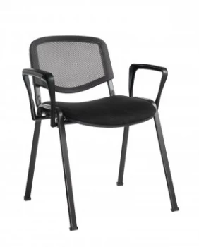 image of Taurus mesh back Meeting Room Stackable Room With Fixed Arms - Black