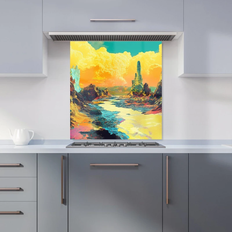 Image of Designer Kitchen Splashbacks Elena Sable: 00034 Kitchen Splashback Size: 600mm x 750mm Multicolor Unisex 600mm x 750mm