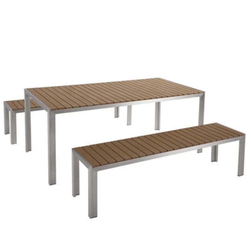 Image of Beliani Garden Dining Set With Benches 6 Seater Nardo Brown