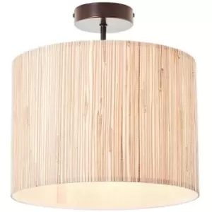 Image of Endon Longshore Single Semi Flush Ceiling Lamp, Natural Seagrass, Matt Black