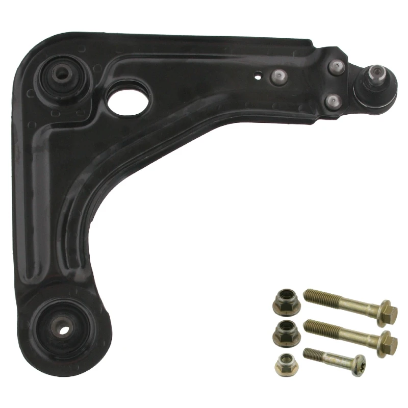 Image of FEBI BILSTEIN 33102 Suspension arm Control Arm, Sheet Steel, OE Turbo NEW, Lower, with rubber mount, with fastening/mounting material Sheet Steel Trac