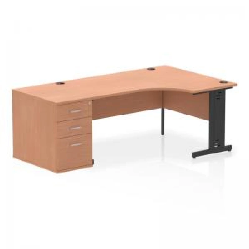 Image of Dynamic Impulse W1600 x D1200 x H730mm Right Hand Crescent Desk Cable EXR45989DY