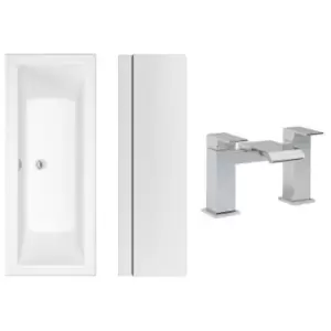 Image of 1700 x 700 Chiltern Double Ended Square Bath with Front Panel and Aqua Bath Filler