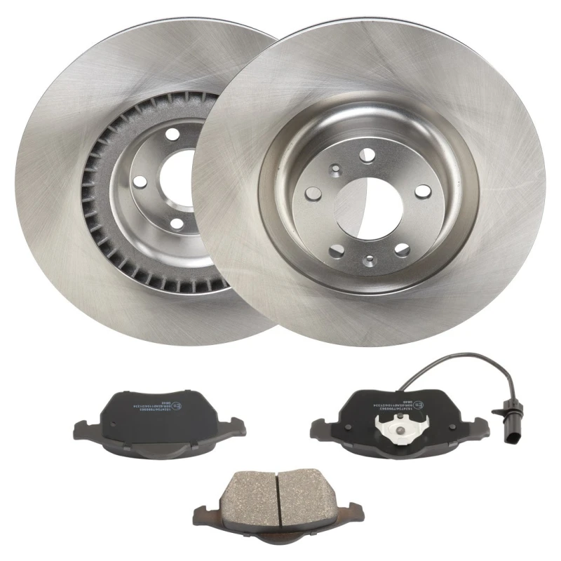 Image of RIDEX 3405B2092 Brake disc and pads set Front Axle, Brake Disc Type: Vented, incl. wear warning contact Brake Set,disc brakes (3405)
