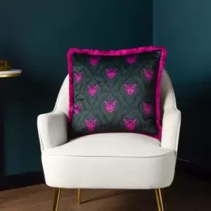 Image of Lupita Fringed Cheetah Cushion Emerald/Pink, Emerald/Pink / 50 x 50cm / Cover Only
