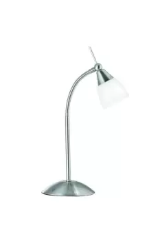 Table Touch Lamp Satin Silver with Opal Shade G9