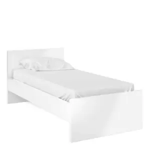 image of Naia Single Bed Frame, High Gloss White