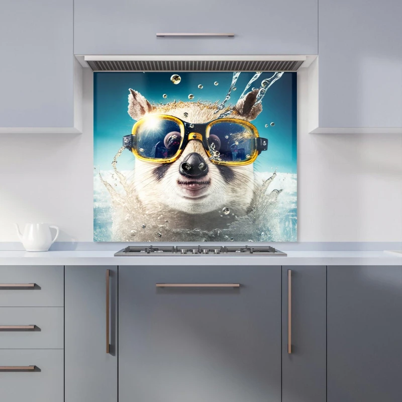Image of Warren Reed - Designer Dormouse With Glasses Splashart Kitchen Splashback in Brown Size: 600mm x 750mm Brown Unisex 600mm x 750mm