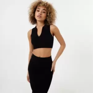 Image of Jack Wills Rib Polo Crop Tee - Black